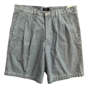 Dockers Pleated Denim‎ Shorts Men's 36 Blue Chambray Standard Length Relaxed